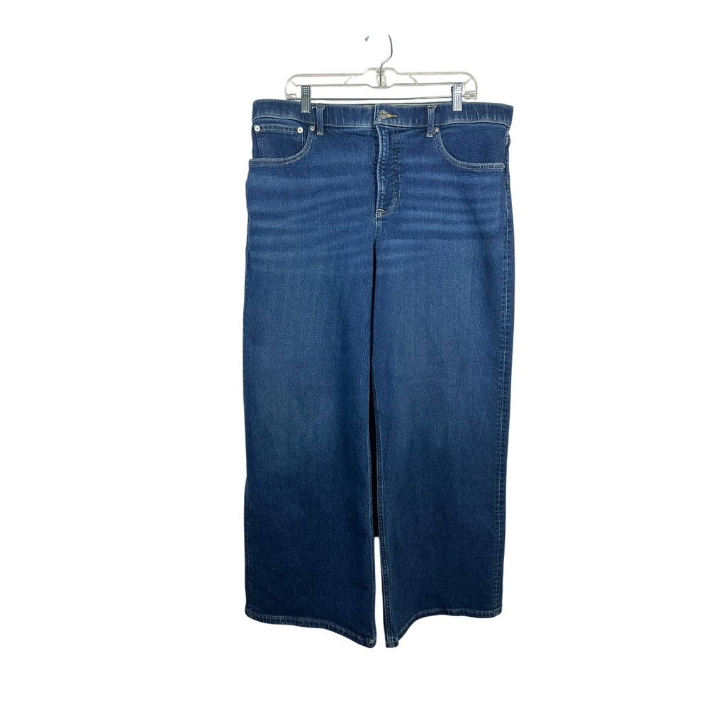 Spanx Wide Leg Jeans Womens 1X Blue Excellent Stretch High Rise 22081R